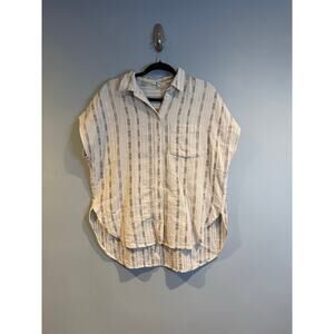 Madewell Striped Cap Sleeve Button Front Top Size Small